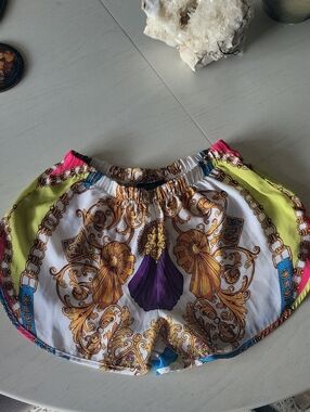 Torn by Ronny Kobo Floral Print Satin Shorts - Yellow, Purple, Gold